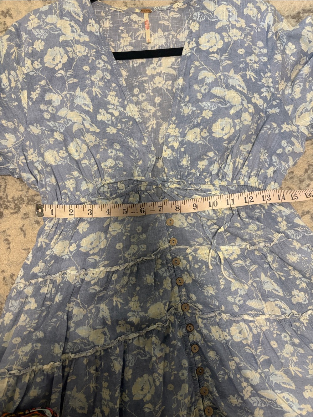 Free People Powder Blue Floral Button-Front Pappiet Midi Dress - Picture 14 of 14